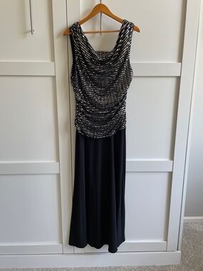 R&M Richards Black Dress with Silver Sequin Bodice